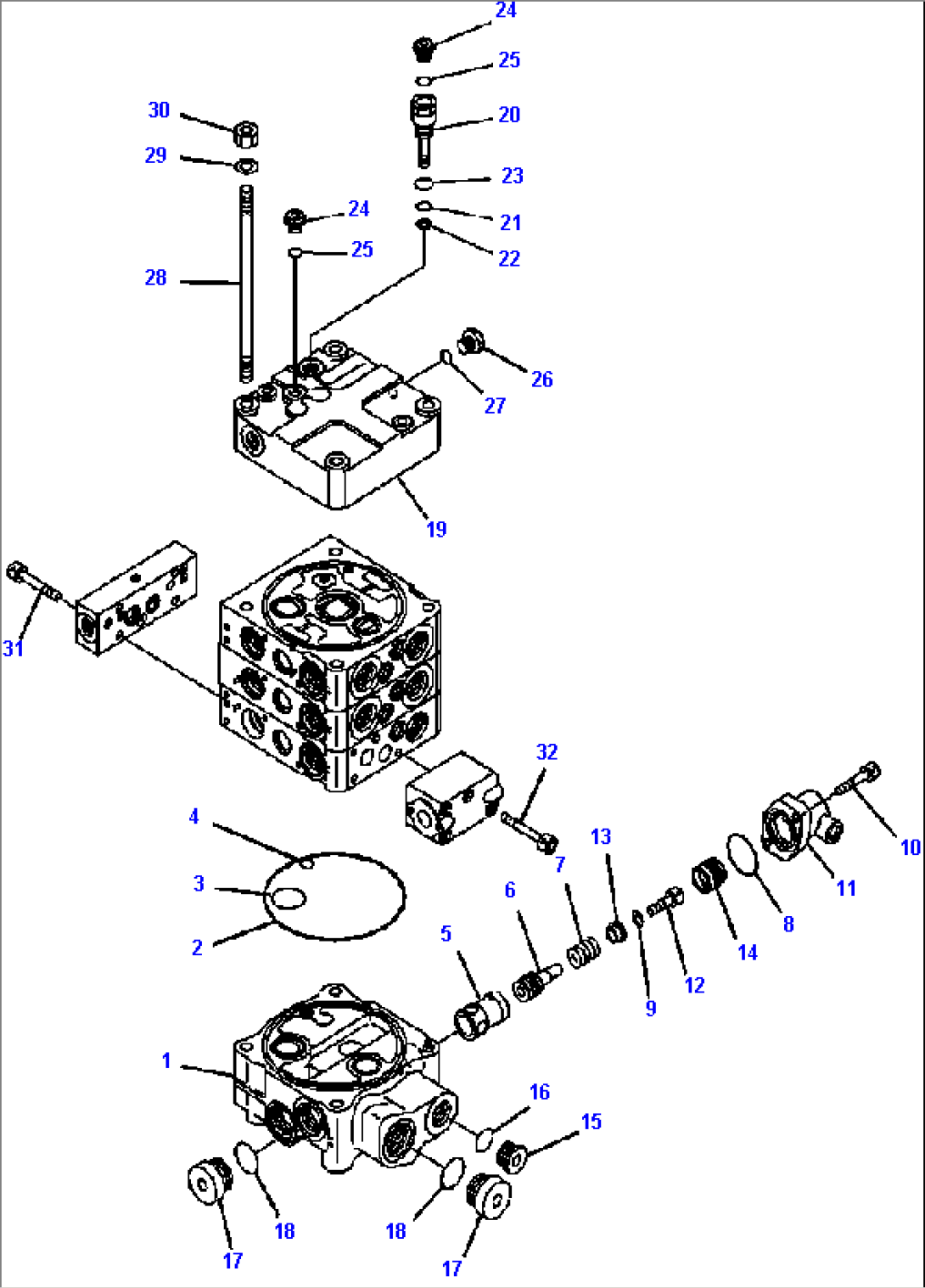H0120-55A0 MAIN VALVE COVER (2-SPOOL VALVE)