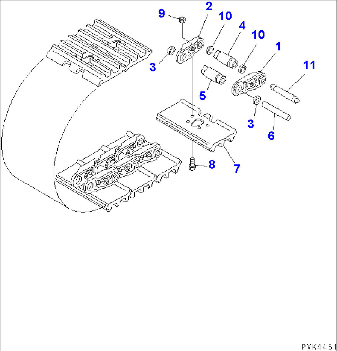 TRACK SHOE (MASTER PIN TYPE) (TRIPLE GROUSER WITH HOLE) (400MM WIDE) (FOR TRIMMING DOZER)(#45776-)