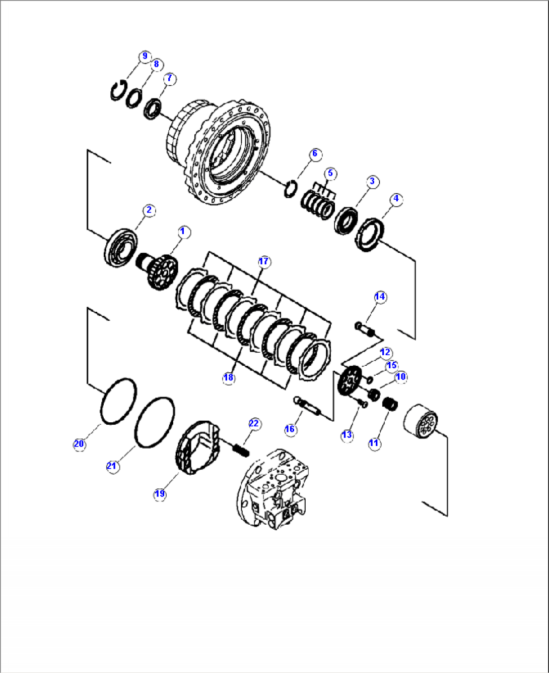 P0715-01A0 TRAVEL MOTOR (4/4) SHAFT AND RINGS