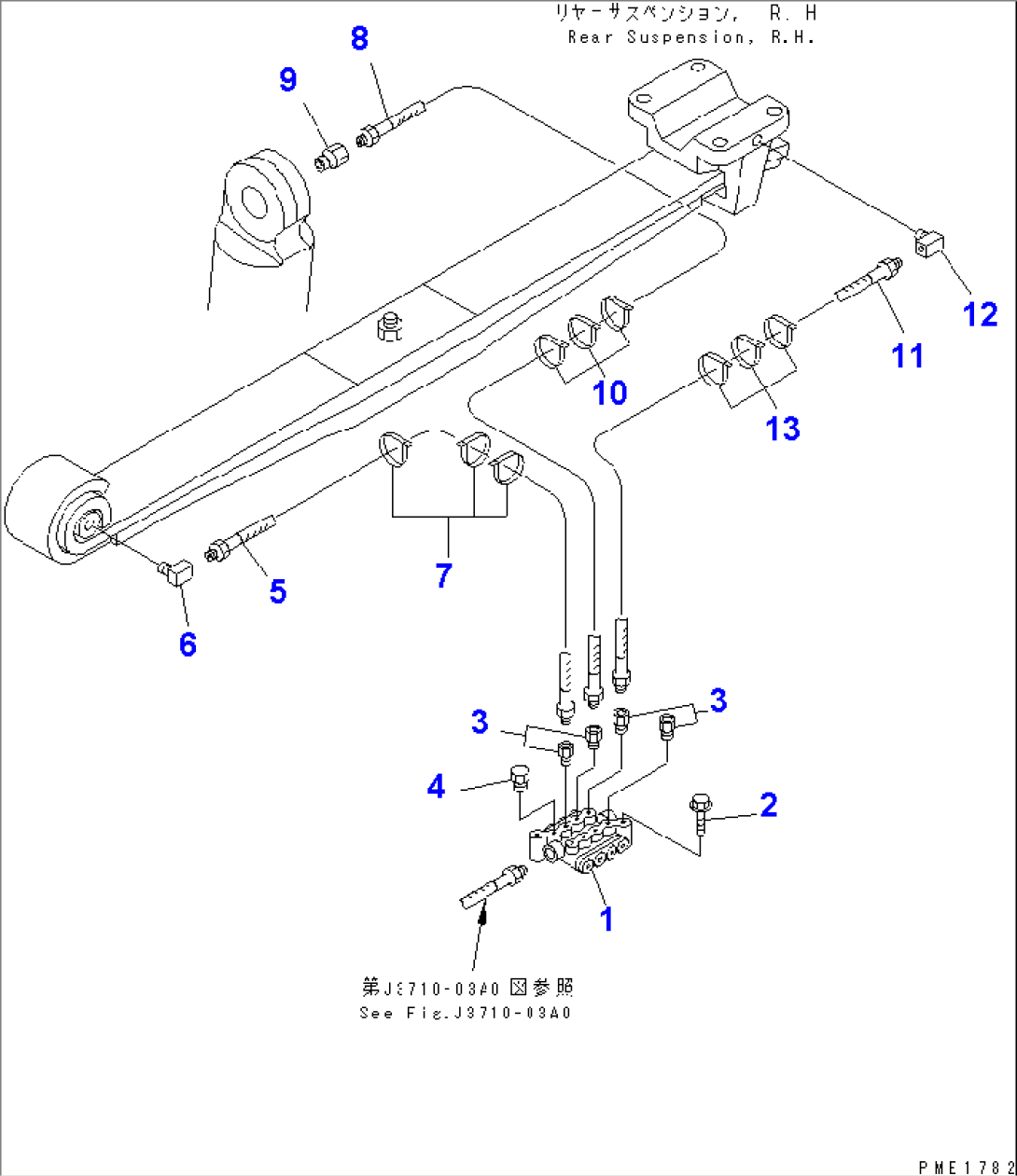 LUBRICATION PIPING (GREASE REAR PIPING¤ R.H.) (1/3)(#53001-53085)