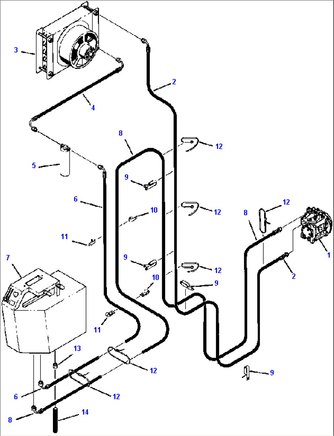 FIG NO. 5535A CAB AIR CONDITIONER PIPING S/N 5040 AND UP