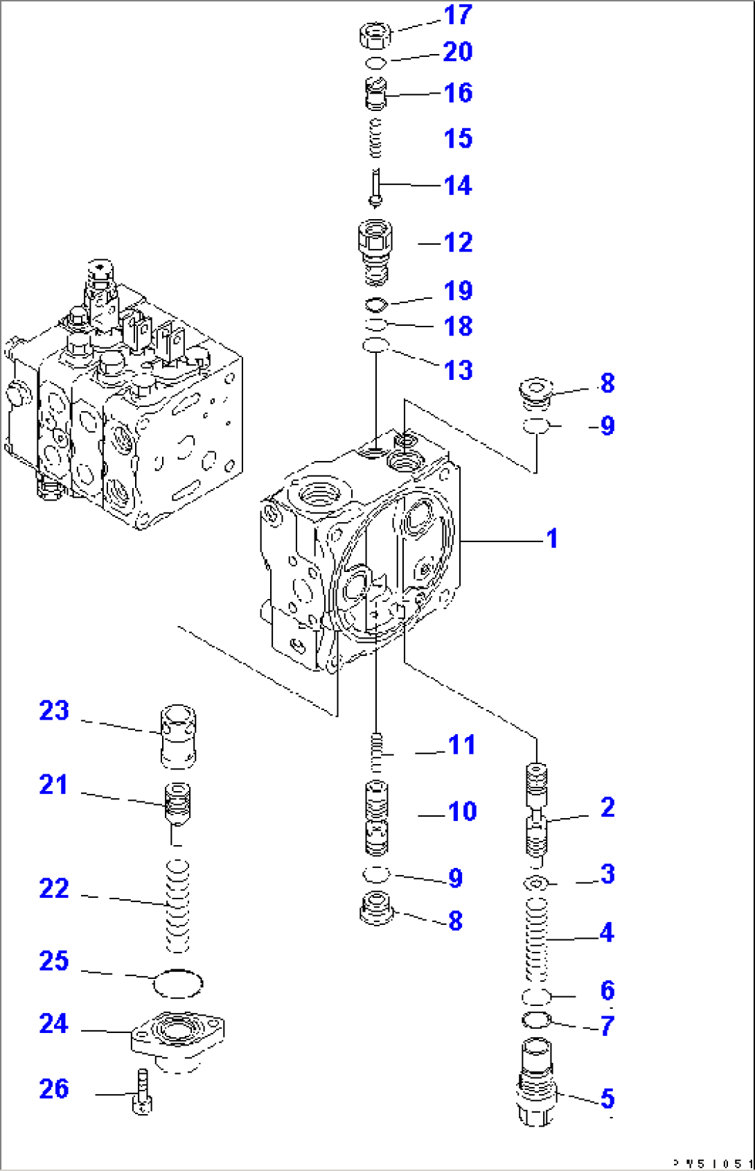 MAIN VALVE (4-VALVE) (7/12) (FOR STRAIGHT TILT DOZER)