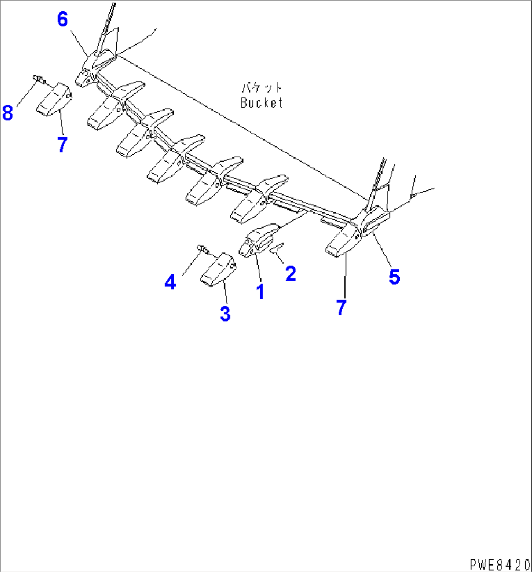 TOOTH (HORIZONTAL PIN TYPE¤ ADAPTER WELDED TOOTH) (LONG LIFE)