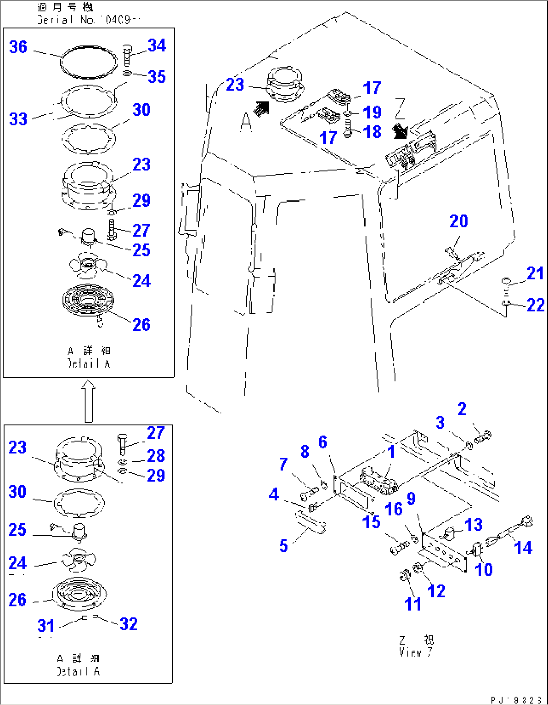 CAB (14/15)¤ ELECTRICAL PARTS (COLD WEATHER (B) SPEC.)(#10001-10470)