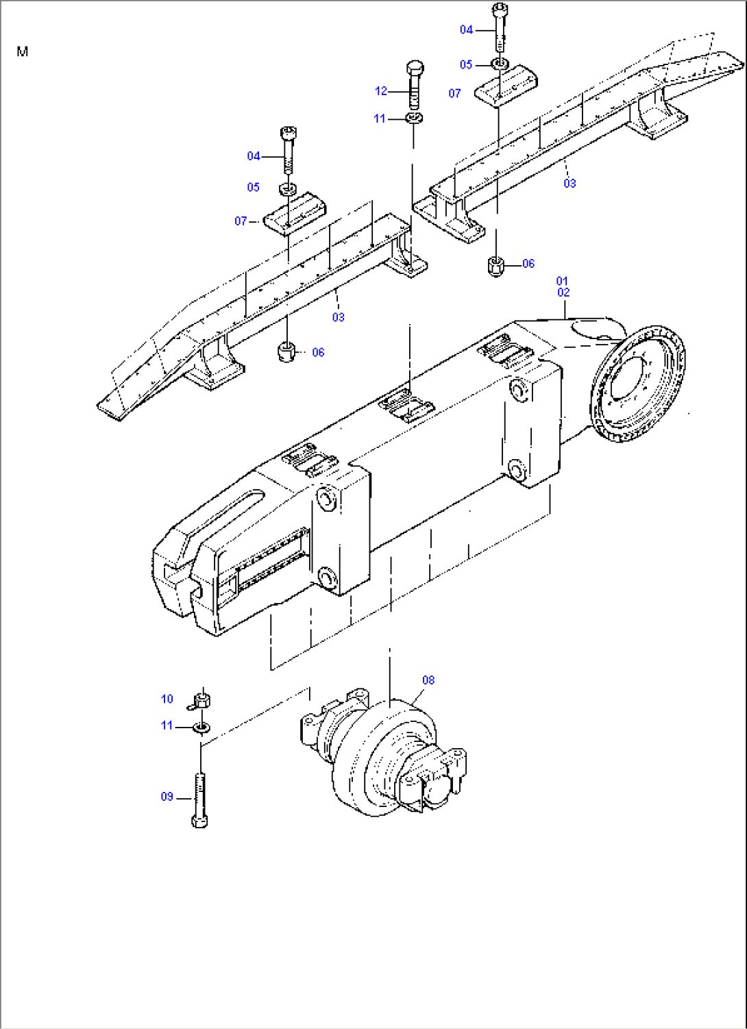 Track Frame, Bottom Roller and Rail Support