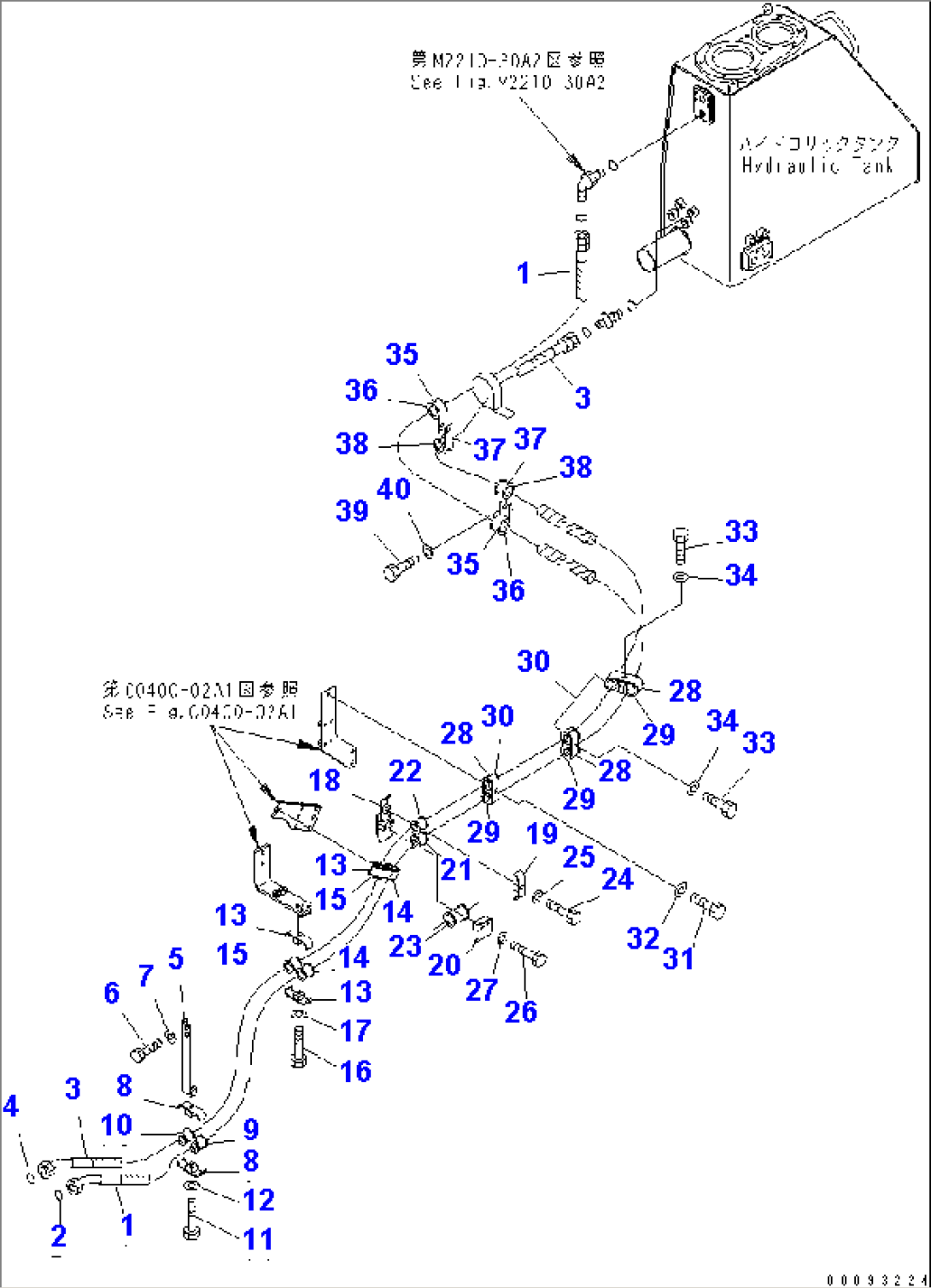 COOLING FAN DRIVE PIPING (RETURN PIPING) (COLD WEATHER (B) SPEC.) (WITHOUT COOLANT HEATER)(#26076-)