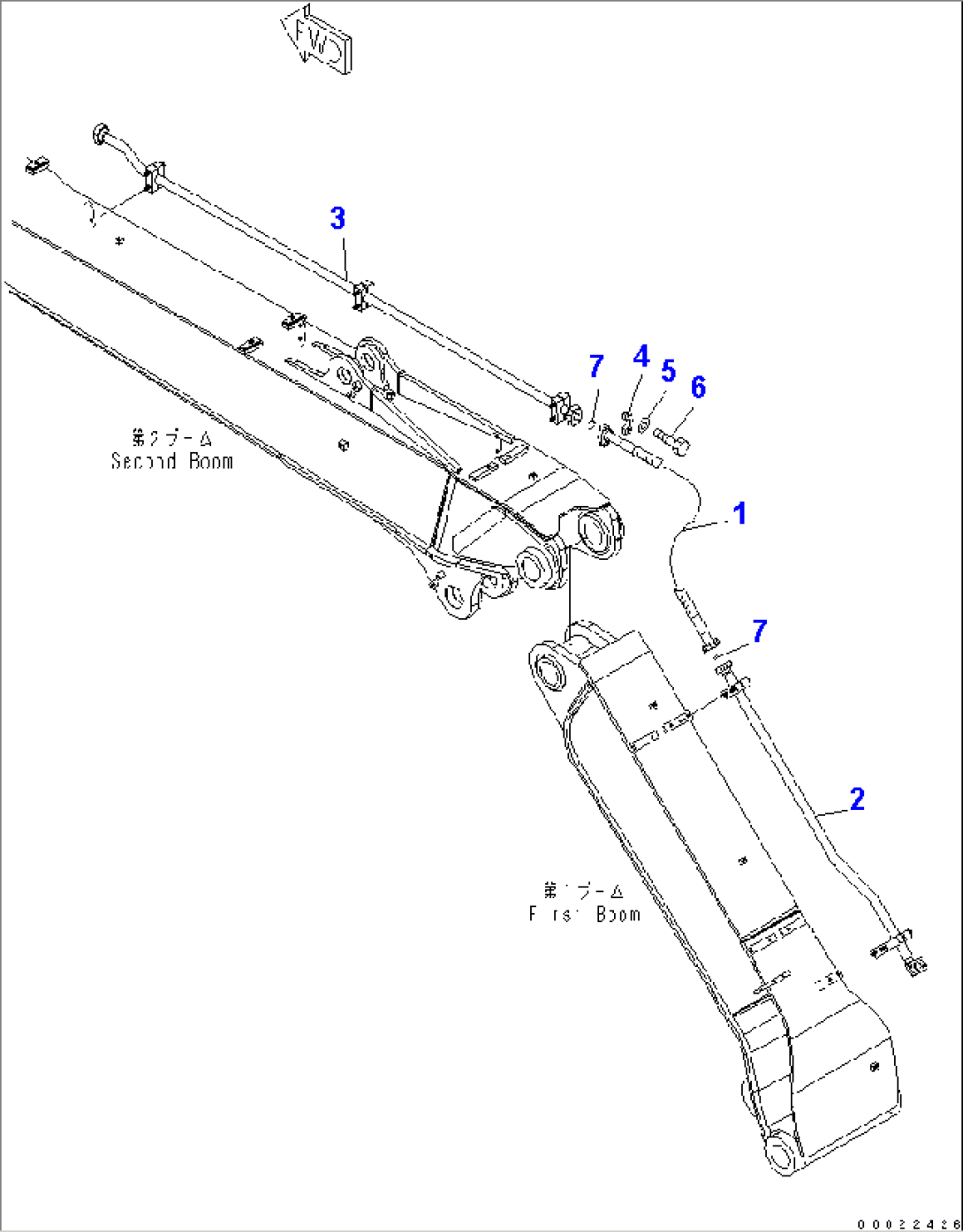 2-PIECE BOOM (ADDITIONAL PIPING) (BREAKER LINE) (PIPING)