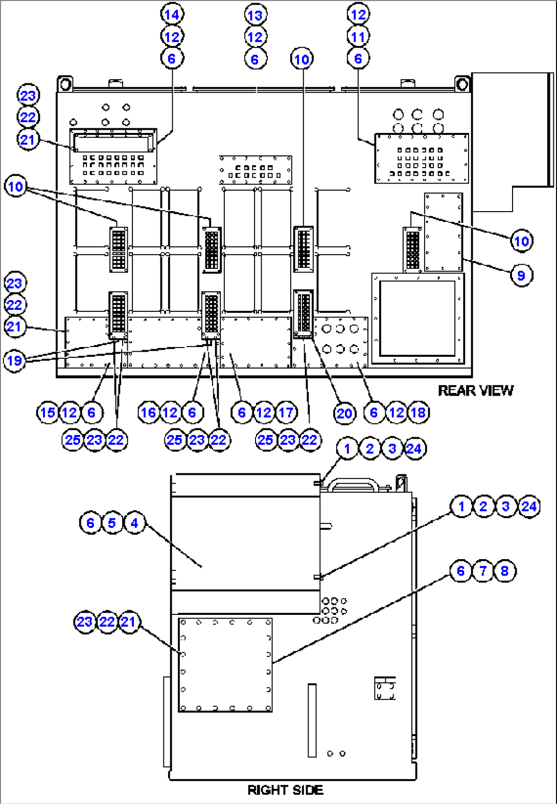 CONTROL CABINET (RIGHT SIDE & REAR VIEW)