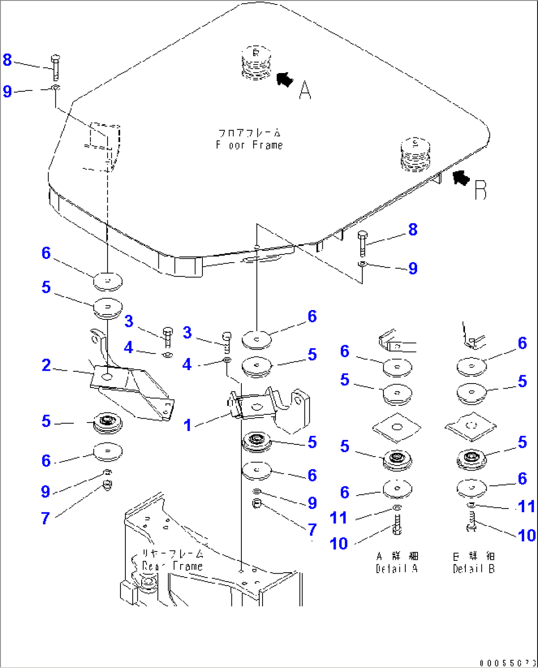 FLOOR SUPPORT (FOR ROPS CANOPY)