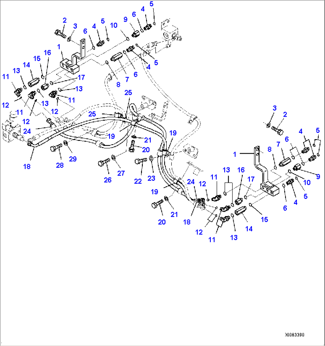 Hydraulic Piping, Lift Cylinder Piping (3/4) (#75750-77877)
