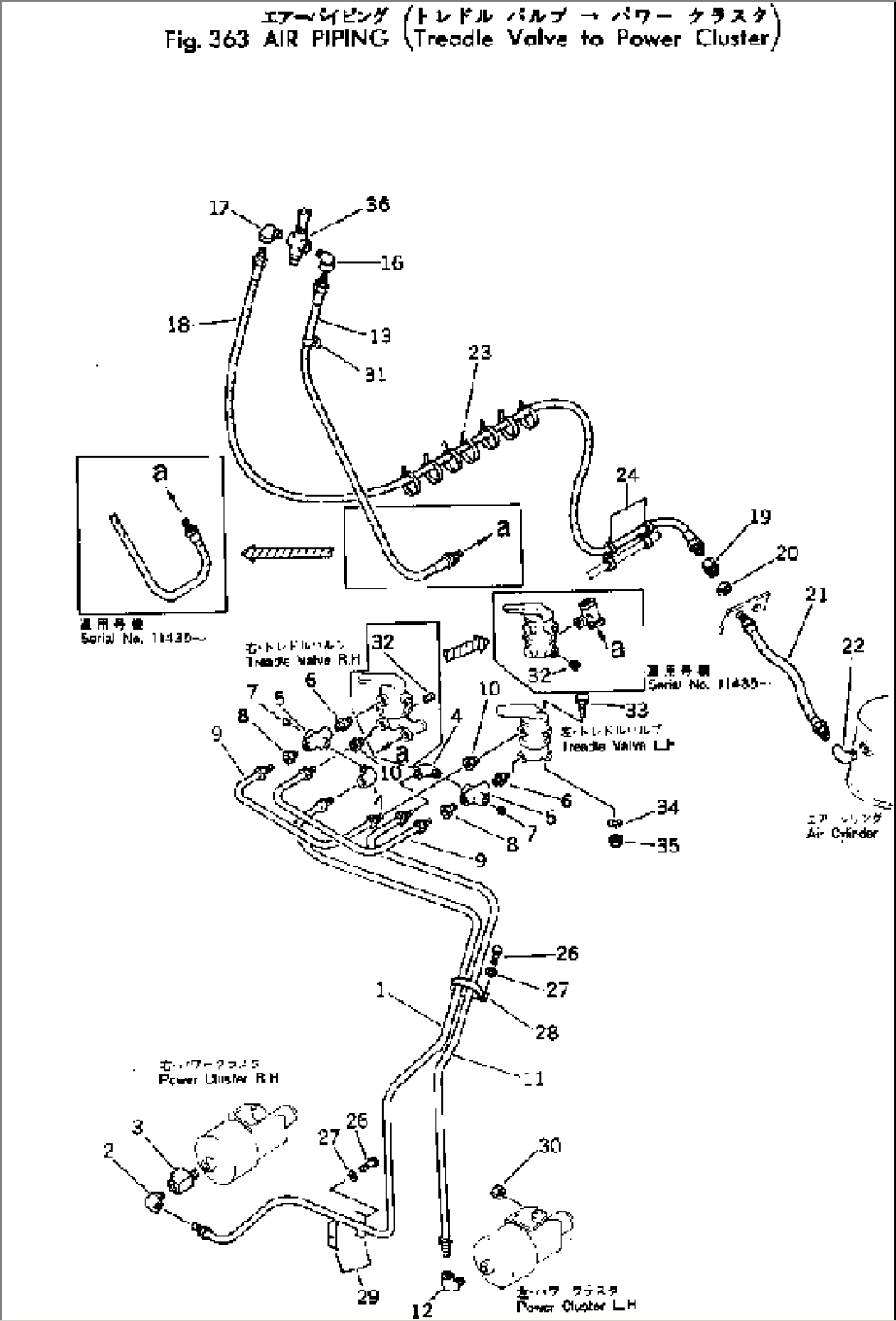 AIR PIPING (TREADLE VALVE TO POWER CLUSTER)(#10001-)