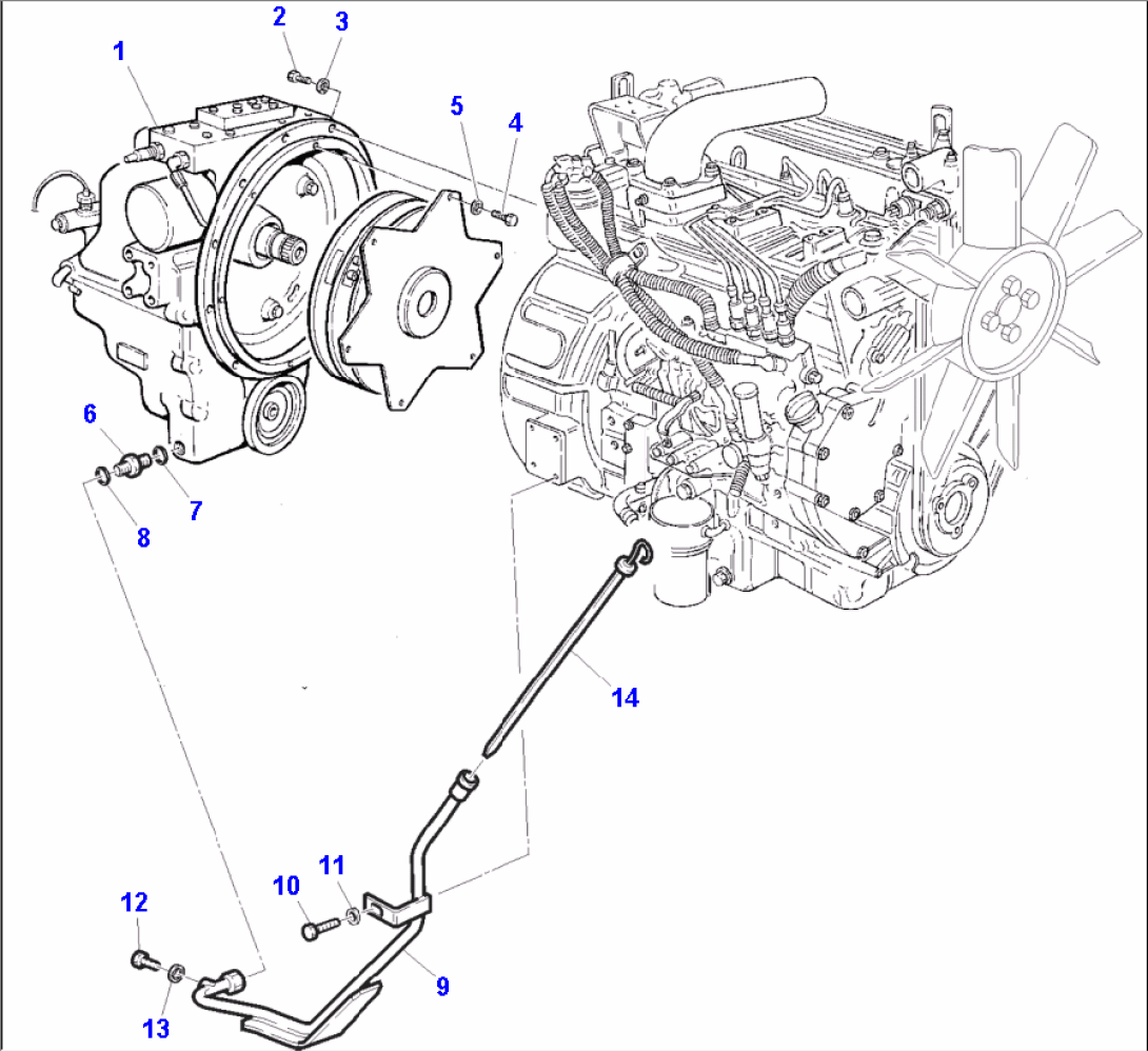 FIG. B1010-03A0 ENGINE AND DRIVE CONNECTION