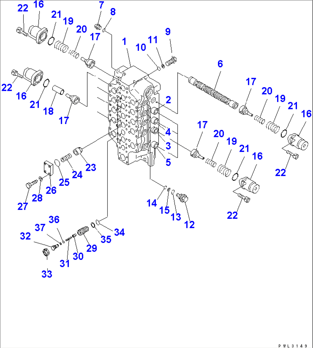 MAIN VALVE (5-SPOOL) (1/5)