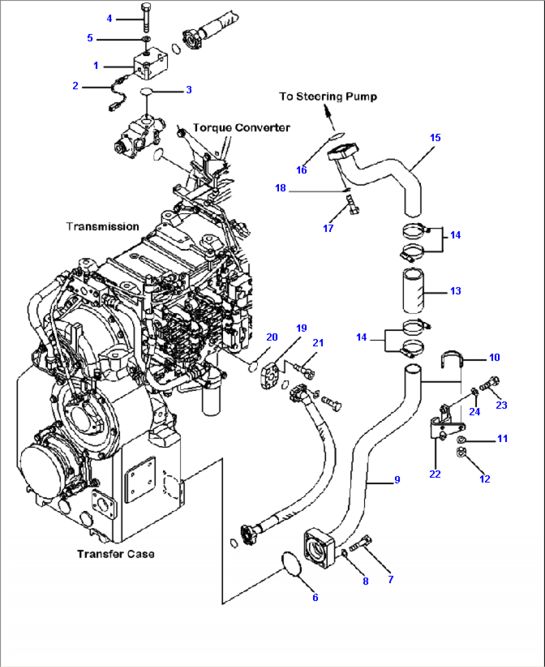 F4700-03A1 TORQUE CONVERTER AND TRANSMISSION LINE OIL FILTER PIPING -TRANSMISSION SIDE (FOR BRAKE COOLING SYSTEM)