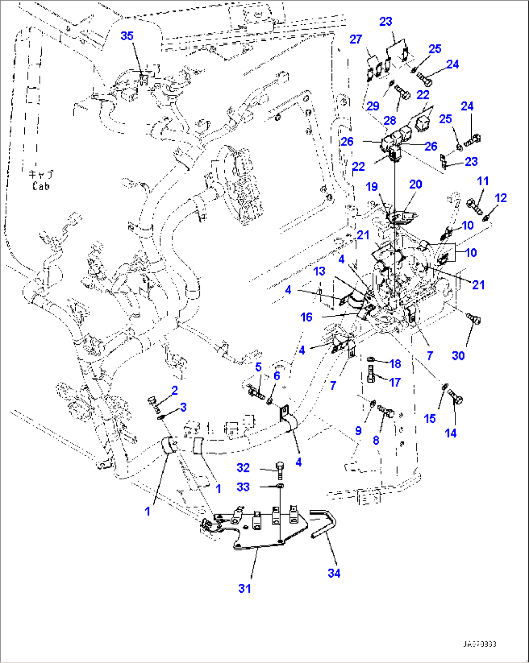 Cab, Dashboard Wiring Harness Mounting (2/2) (#30001-)