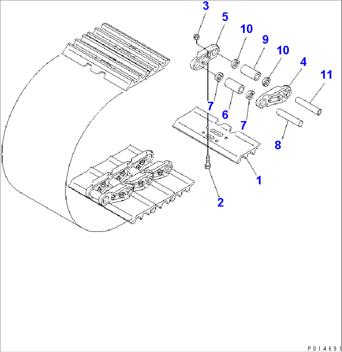 TRACK SHOE (TRIPLE GROUSER WITH HOLE) (500MM WIDE)