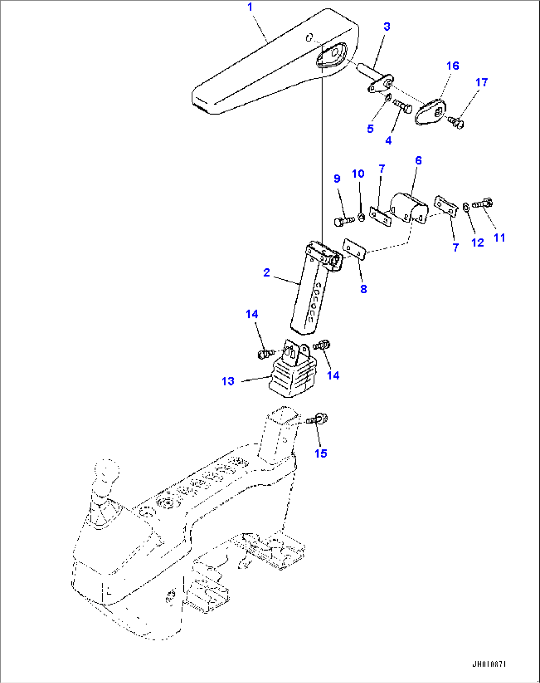 Cab and Floor Frame Group, Floor, Armrest, R.H. (#80001-)
