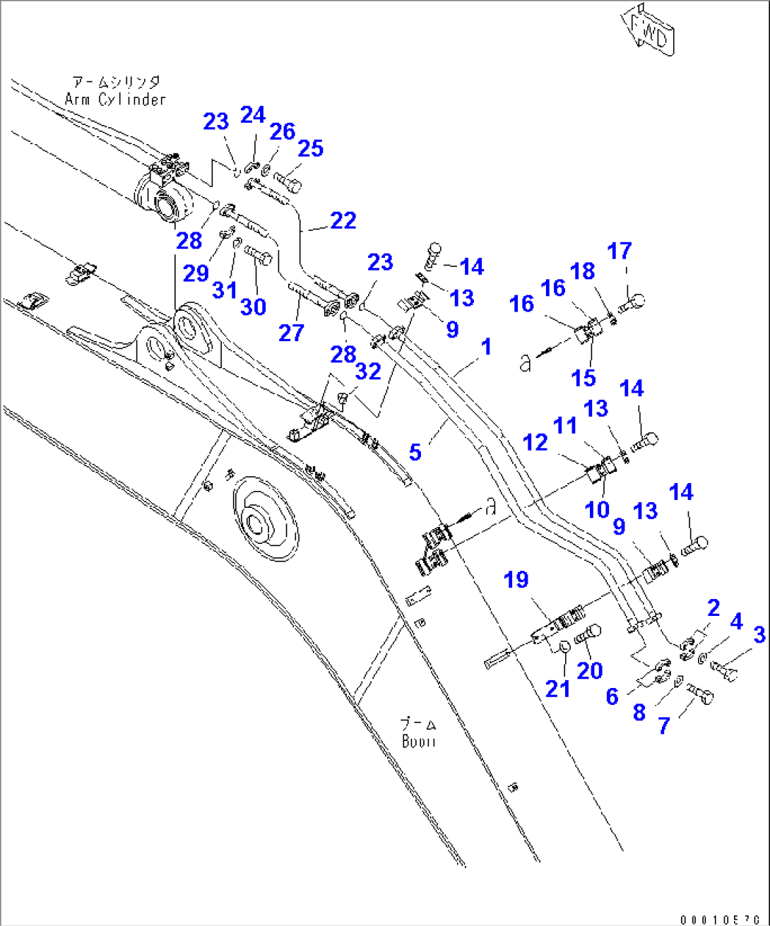 BOOM (5.85M) (ARM CYLINDER LINE)(#20001-)