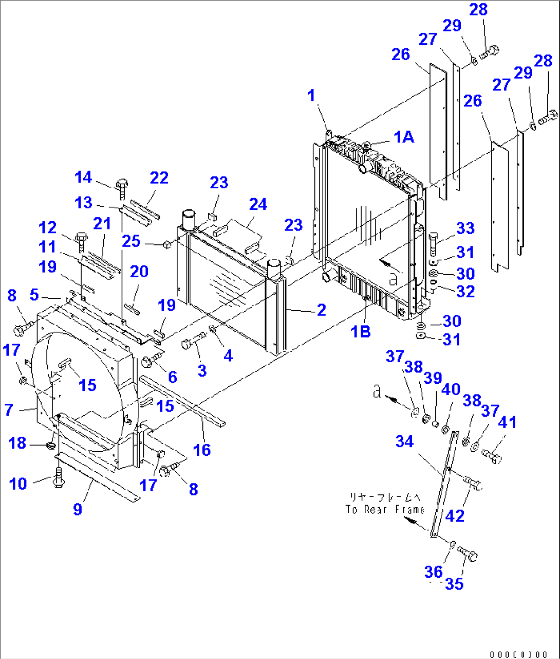 RADIATOR AND MOUNTING PARTS (VARIABLE HORSEPOWER TYPE)(#51001-)