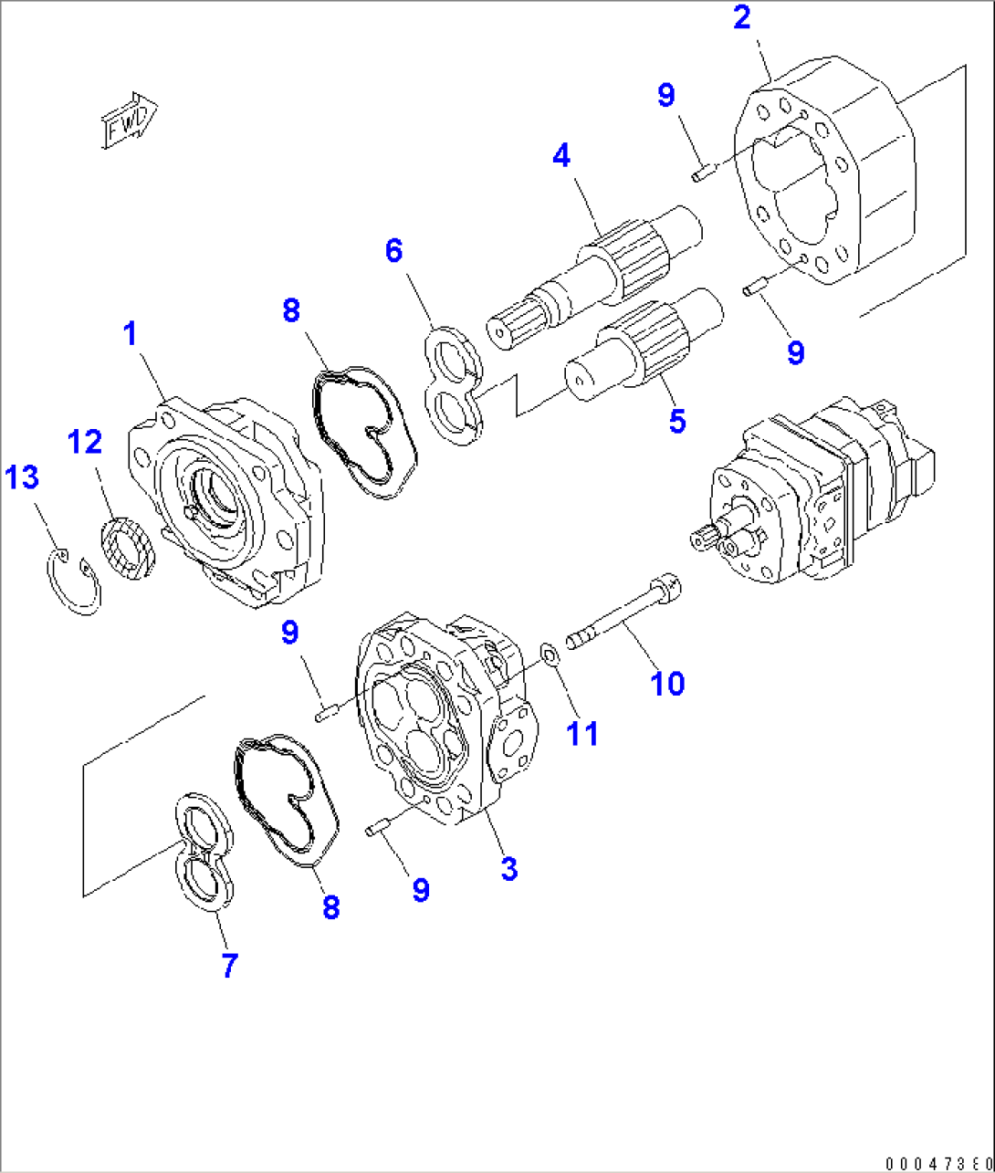 HYDRAULIC GEAR PUMP (SDR80+SB12+8) (1/3)(#2001-)