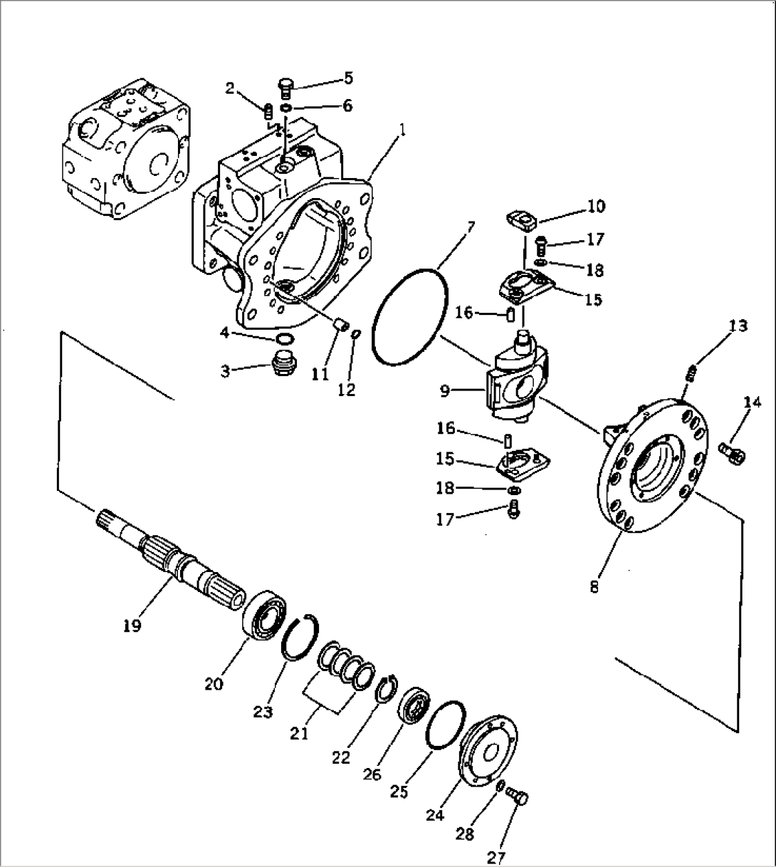 HYDRAULIC PUMP¤ FRONT (1/2) (WITHOUT MODE SELECTOR OLSS)(#2001-2018)