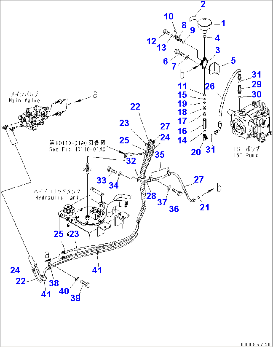 HYDRAULIC PIPING (ACCUMULATOR) (FOR 2-SPOOL VALVE AND WIDE CORE RADIATOR)(#70001-)