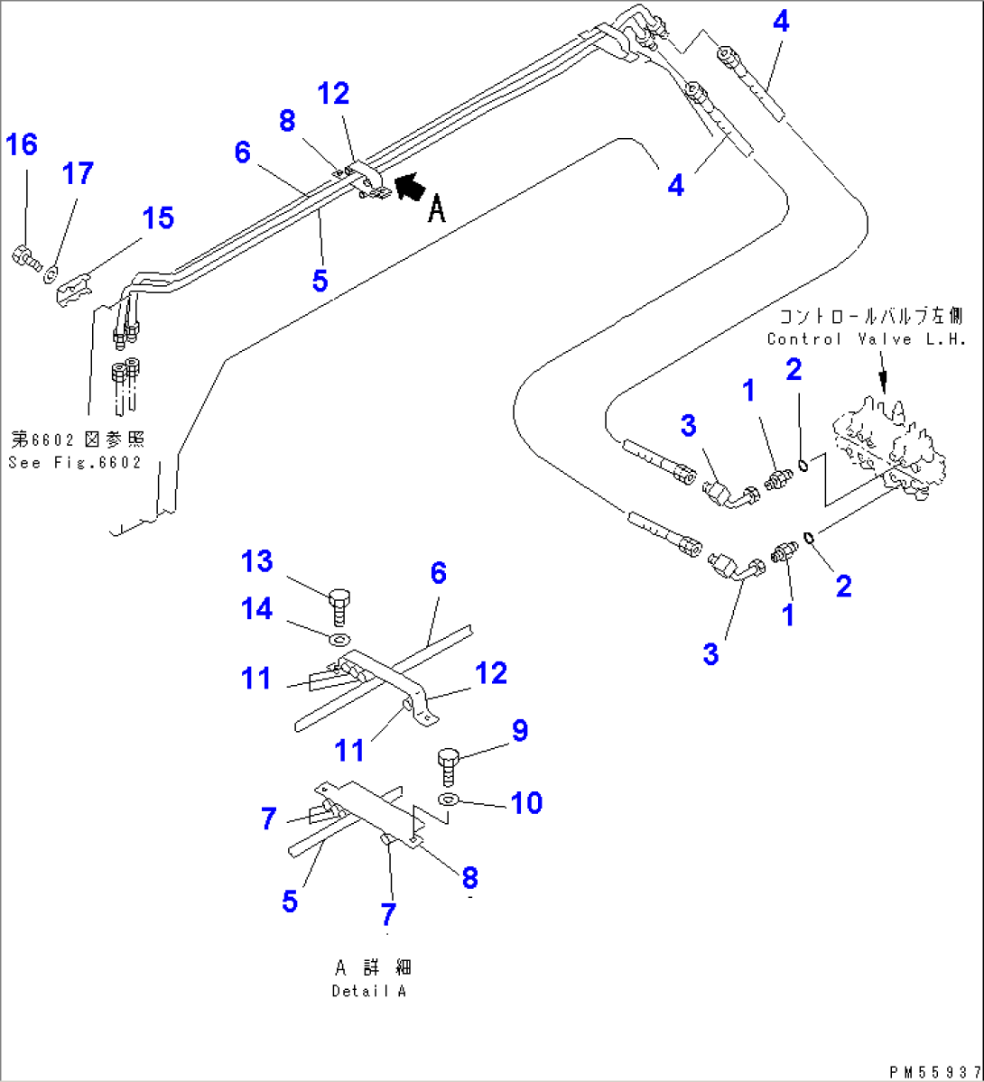 HYDRAULIC PIPING (HYDRAULIC MOTOR LINE) (1/2) (WITH CLUTCH TYPE CIRCLE REVERSE GEAR)(#2001-)