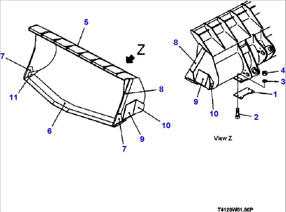 T4120-01B1 SPADE NOSE BUCKET, 6.0 CU. M. WITH TIRE GUARD