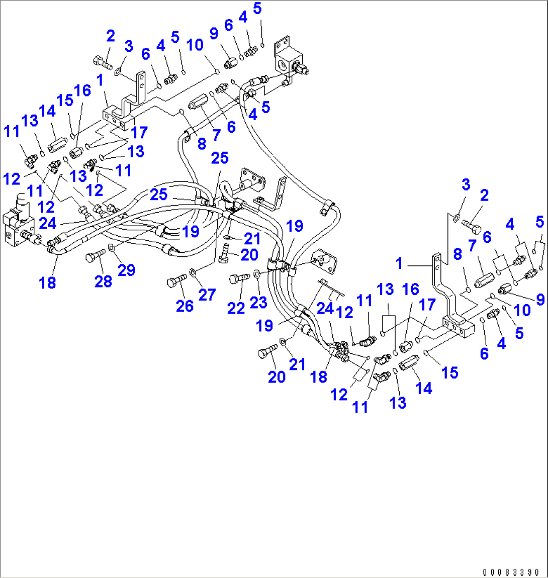 HYDRAULIC PIPING (LIFT CYLINDER LINE) (1/2)(#75001-)