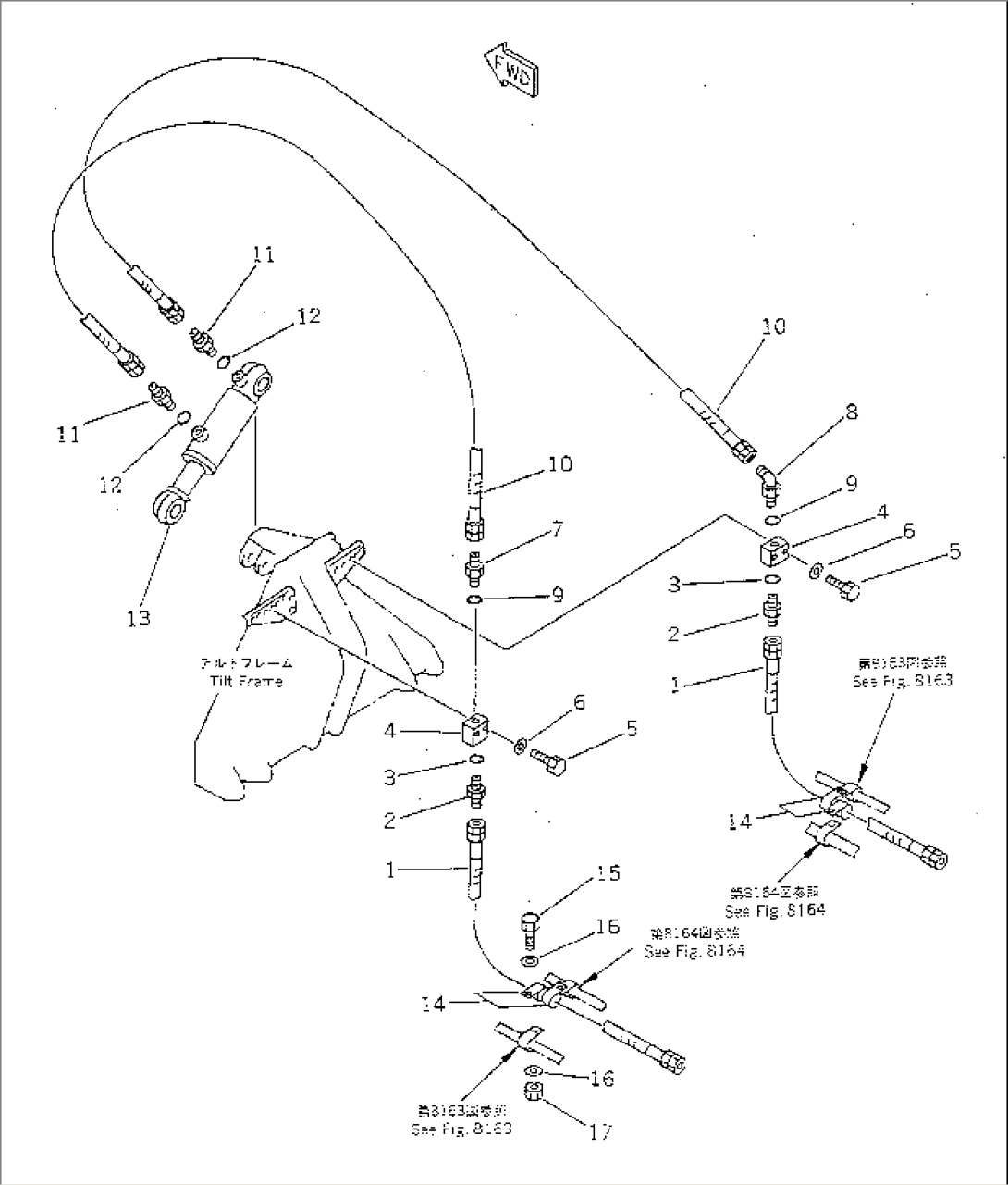 SIDE SHIFT¤ PITCH AND ANGLE SNOW PLOW (TILT CYLINDER LINE) (WITH POWER TILT)(#30001-)