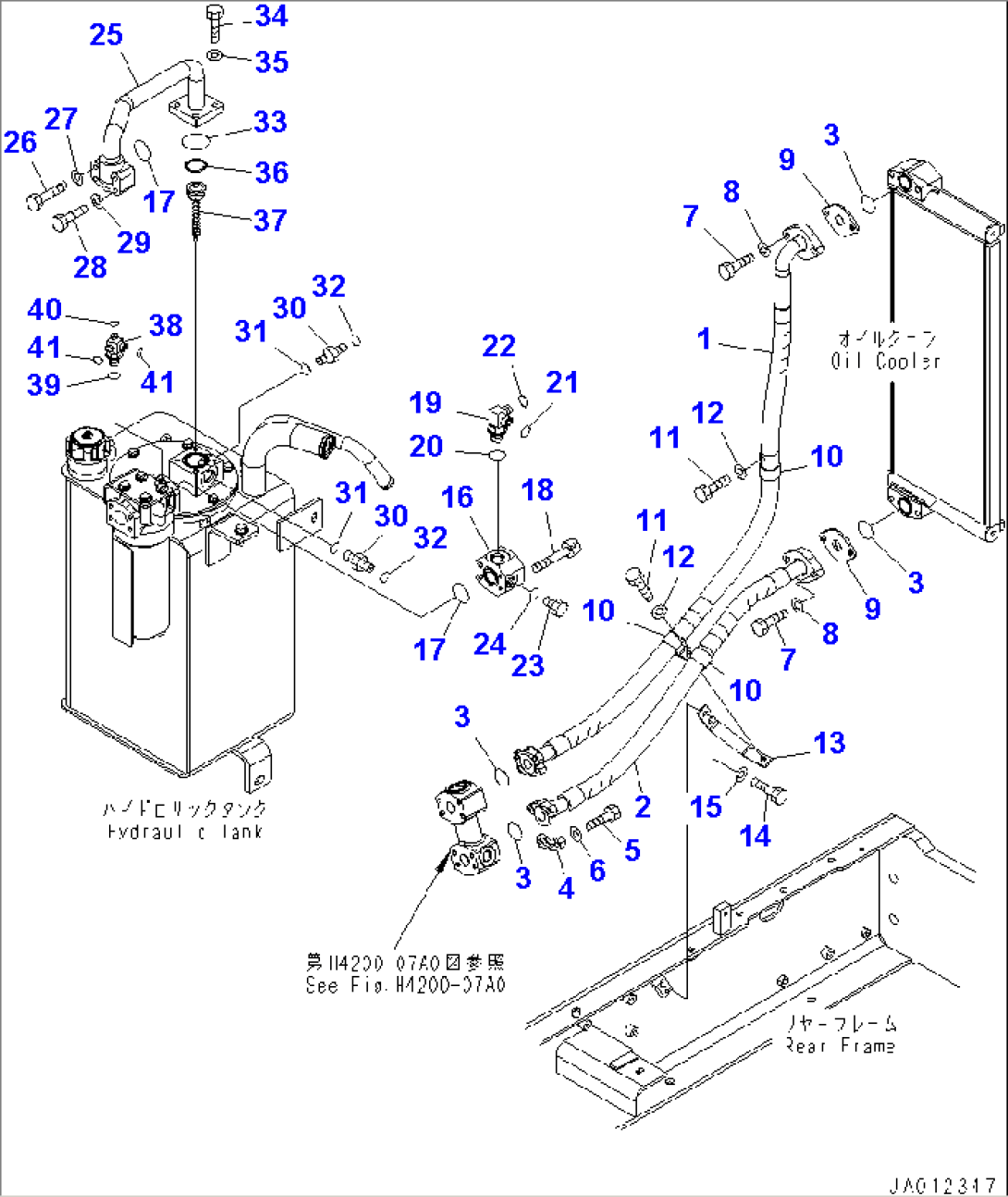 HYDRAULIC PIPING (RETURN LINE) (OIL COOLER)(#65001-75459)