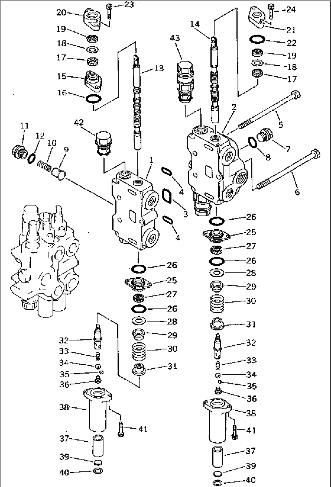 CONTROL VALVE (4-SPOOL) (2/3) (FOR 3-POINT HITCH)(#45001-47616)