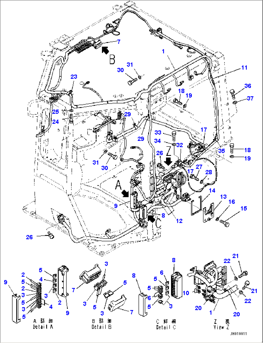 Cab, Floor Wiring Harness (#22083-)
