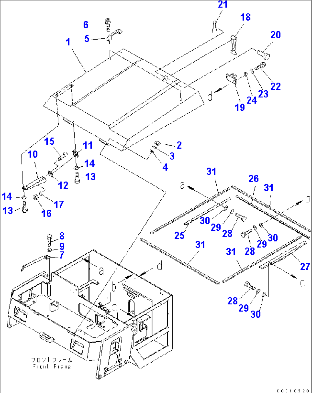 FRONT FRAME AND COVER (2/2) (BONNET AND TANK COVER)