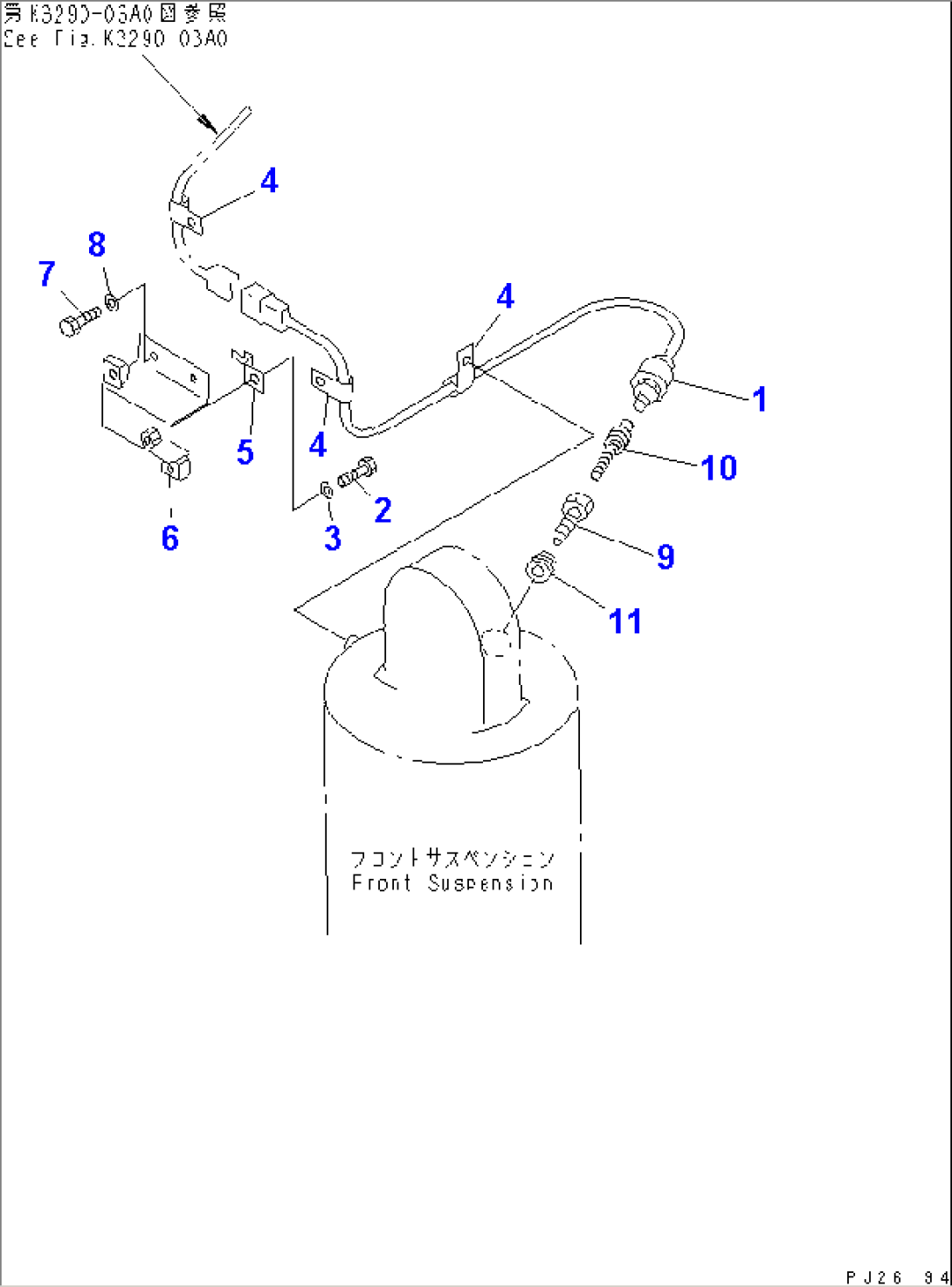 FRONT AXLE (LEFT HAND) (FRONT SUSPENSION RELATED PARTS) (STANDARD) (PAYLOAD METER CARD TYPE)(#4001-4164)