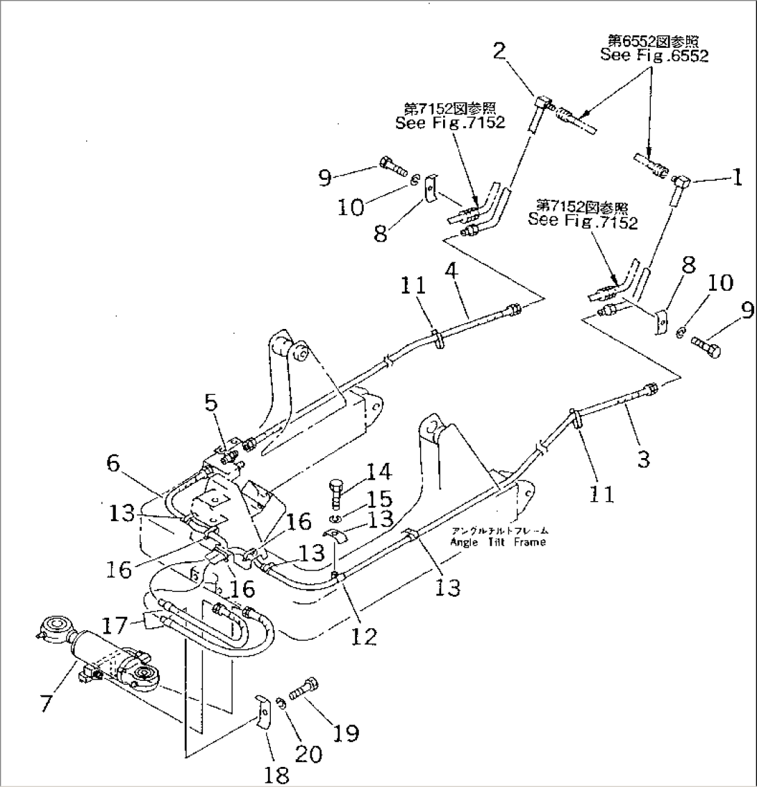 HYDRAULIC PIPING (TILT CYLINDER LINE) (DOZER SIDE) (FOR PAT) (FOR LIFT.TILT LEVER + ANGLE LEVER)