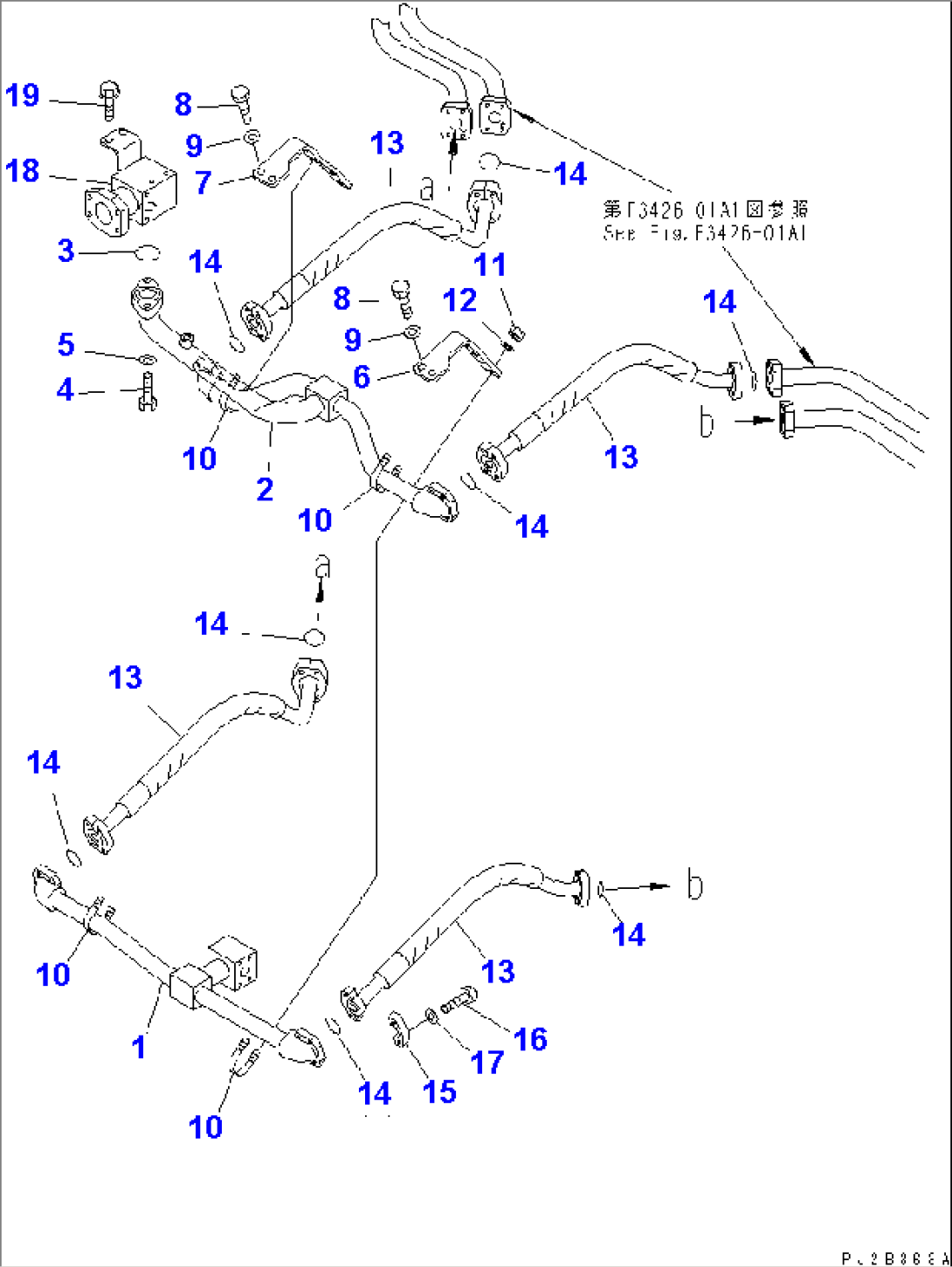 BRAKE COOLING PIPING (TRANSMISSION TO FRONT AXLE¤ 2/2) (-40ßC SPEC.)