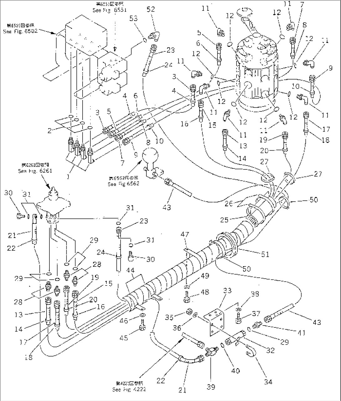 HYDRAULIC PIPING (WORK EQUIPMENT CONTROL¤ L.H.) (FOR LONG LEVER CONTROL)(MULTI PATTERN) (FOR JAPAN)(#28001-29805)