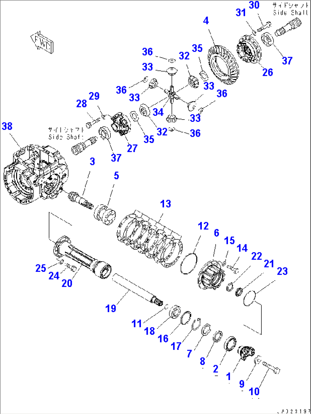 FRONT AXLE (DIFFERENTIAL) (PINION AND CAGE)(#77248-)