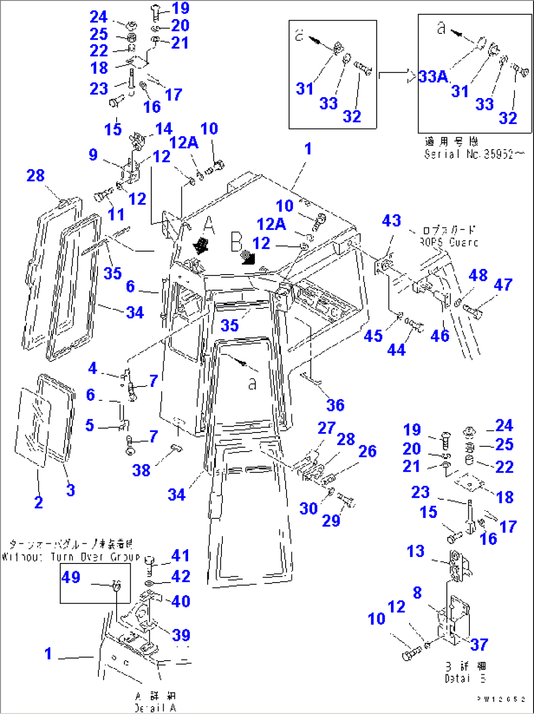 STEEL CAB (BODY AND FRONT WINDOW) (1/9)(#35001-)