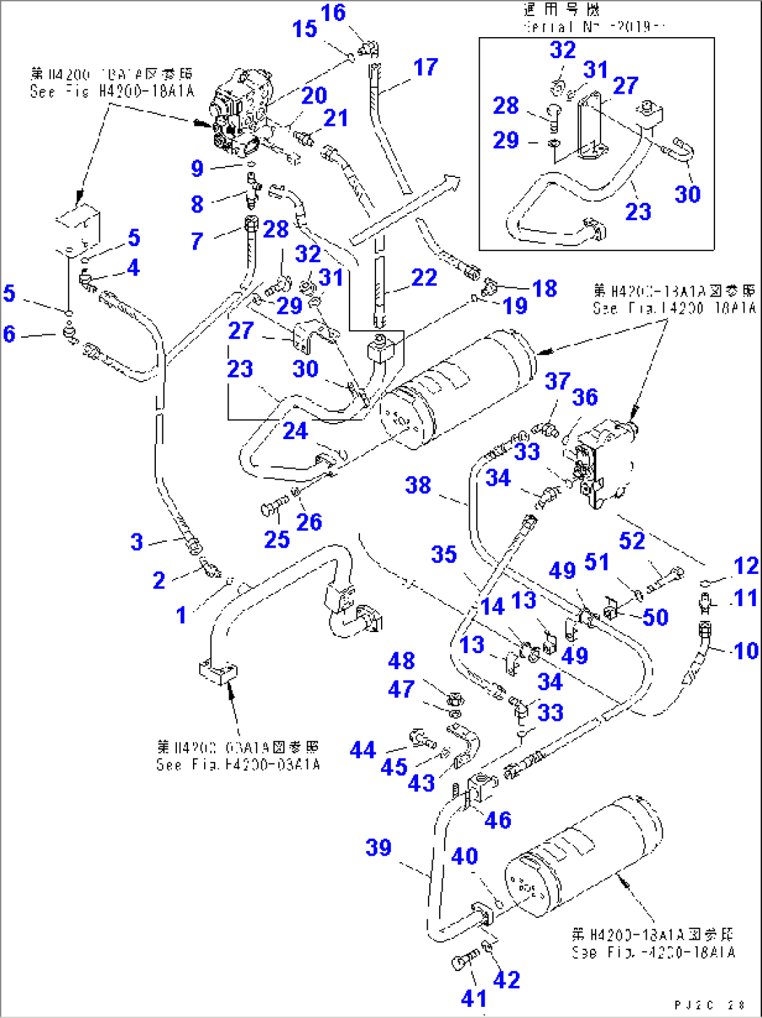 HYDRAULIC LINE (ACCUMULATOR¤ CHARGE VALVE¤ CONTROL VALVE AND MOUNTING PARTS) (WITH E.C.S.S.)(#50255-)