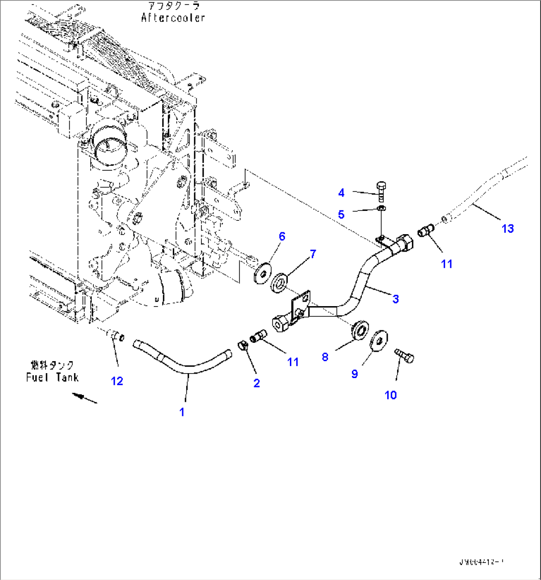 Aftercooler, Fuel Tank Breather Hose (#5001-)