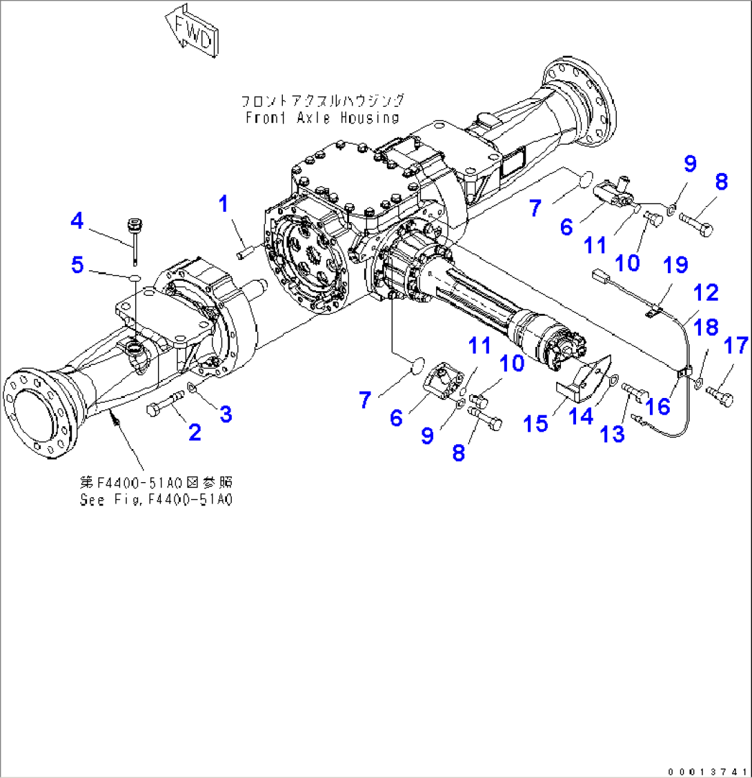 FRONT AXLE (MOUNTING PARTS AND VALVE)(#65001-75815)