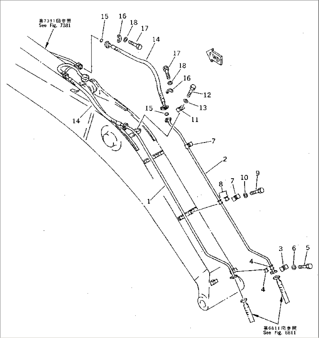 ARM CYLINDER PIPING (ATTACHMENT SIDE)
