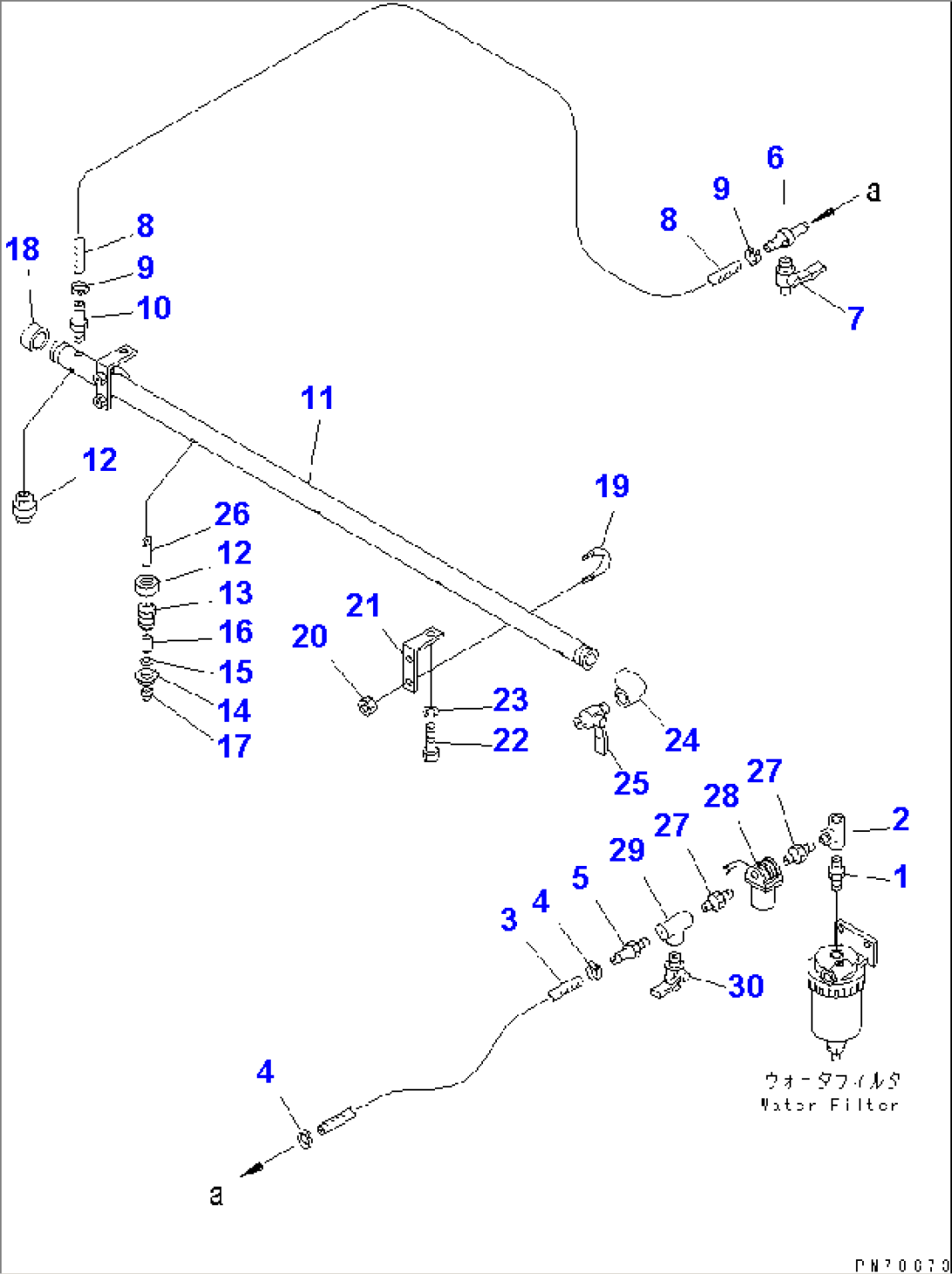 WATER SPRAY PIPING (2/3) (WATER STRAINER TO FRONT NOZZLE)(#5497-)