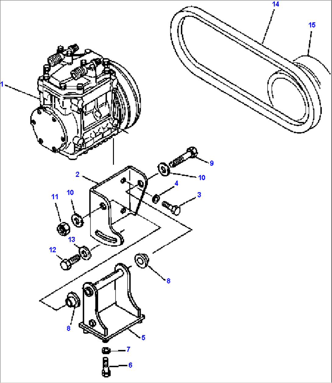 AIR CONDITIONER COMPRESSOR MOUNTING - KOMATSU