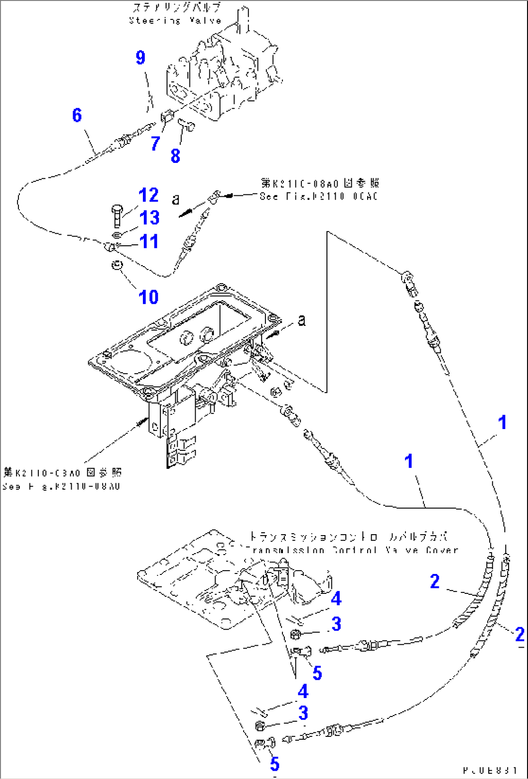 TRAVEL CONTROL (LEVER AND CABLE)(#65001-)