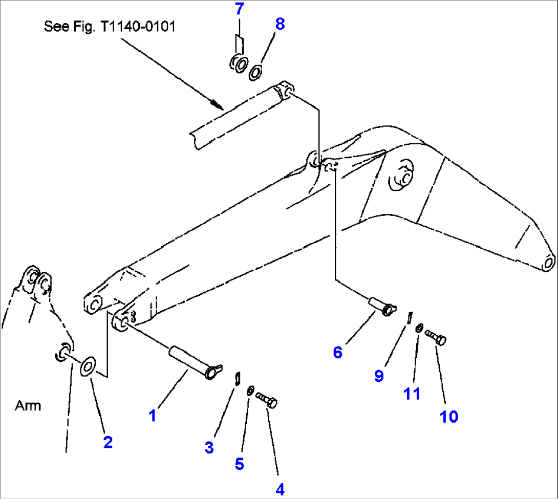 FIG NO. T1110-0201 BOOM TOP PIN AND BOTTOM PIN