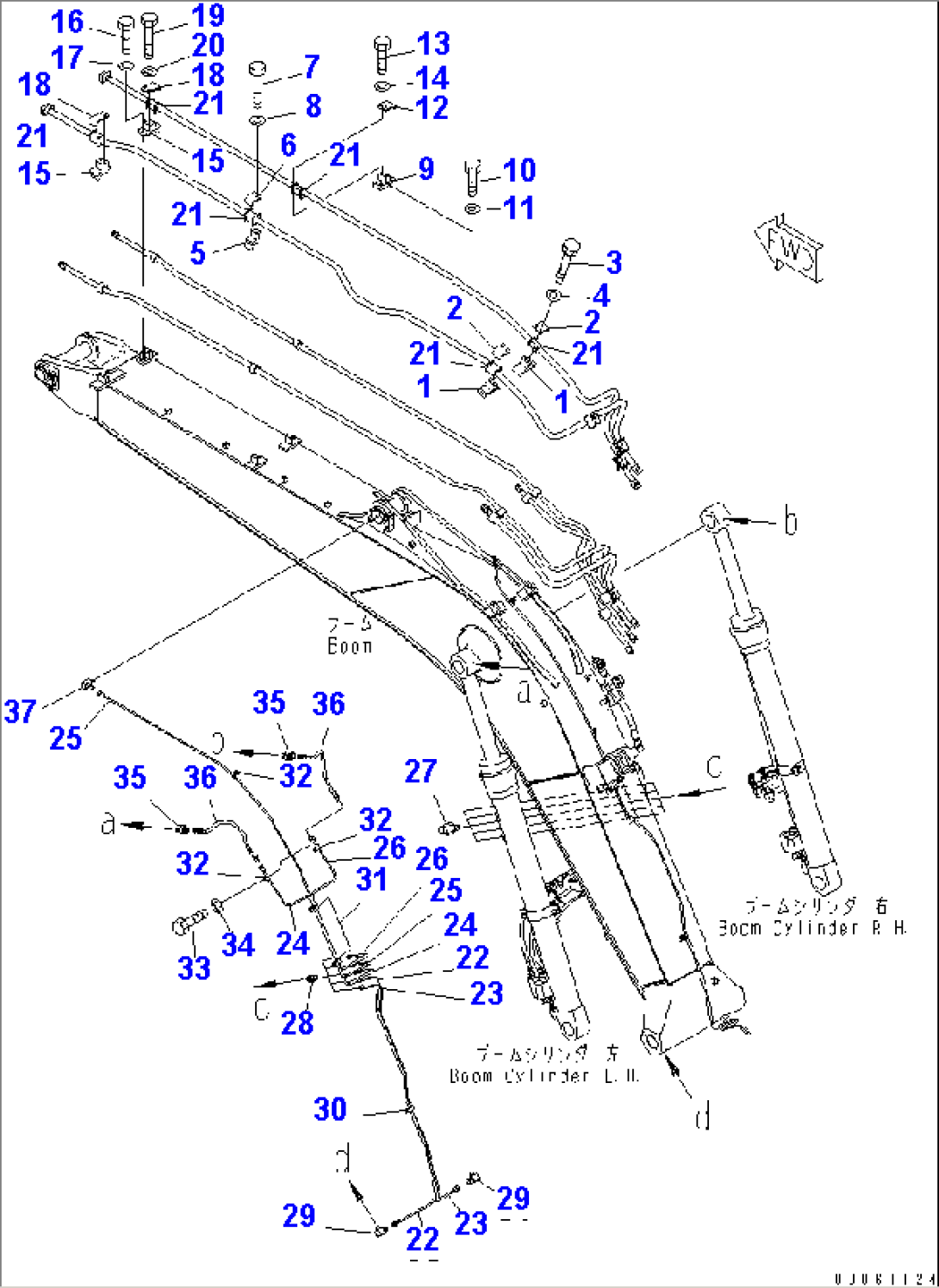 BOOM (CLAMP AND LUBRICATION PIPING) (FOR ATTACHMENT) (#20001-20694)