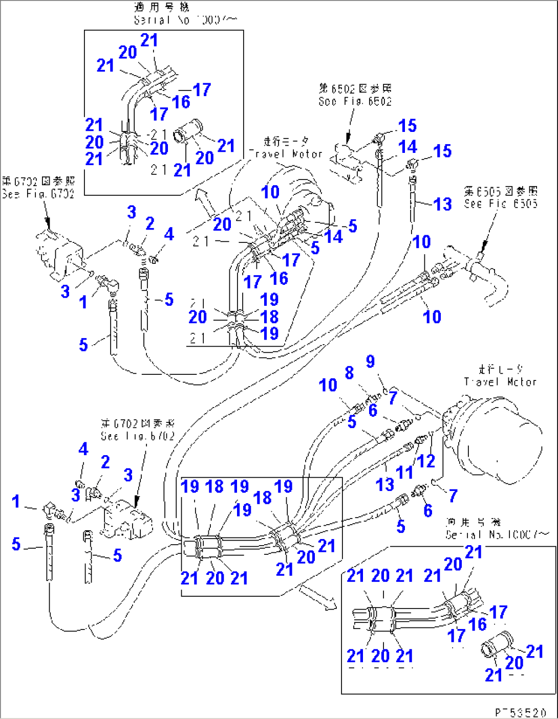 HYDRAULIC PIPING (TRAVEL MOTOR LINE) (4/4)